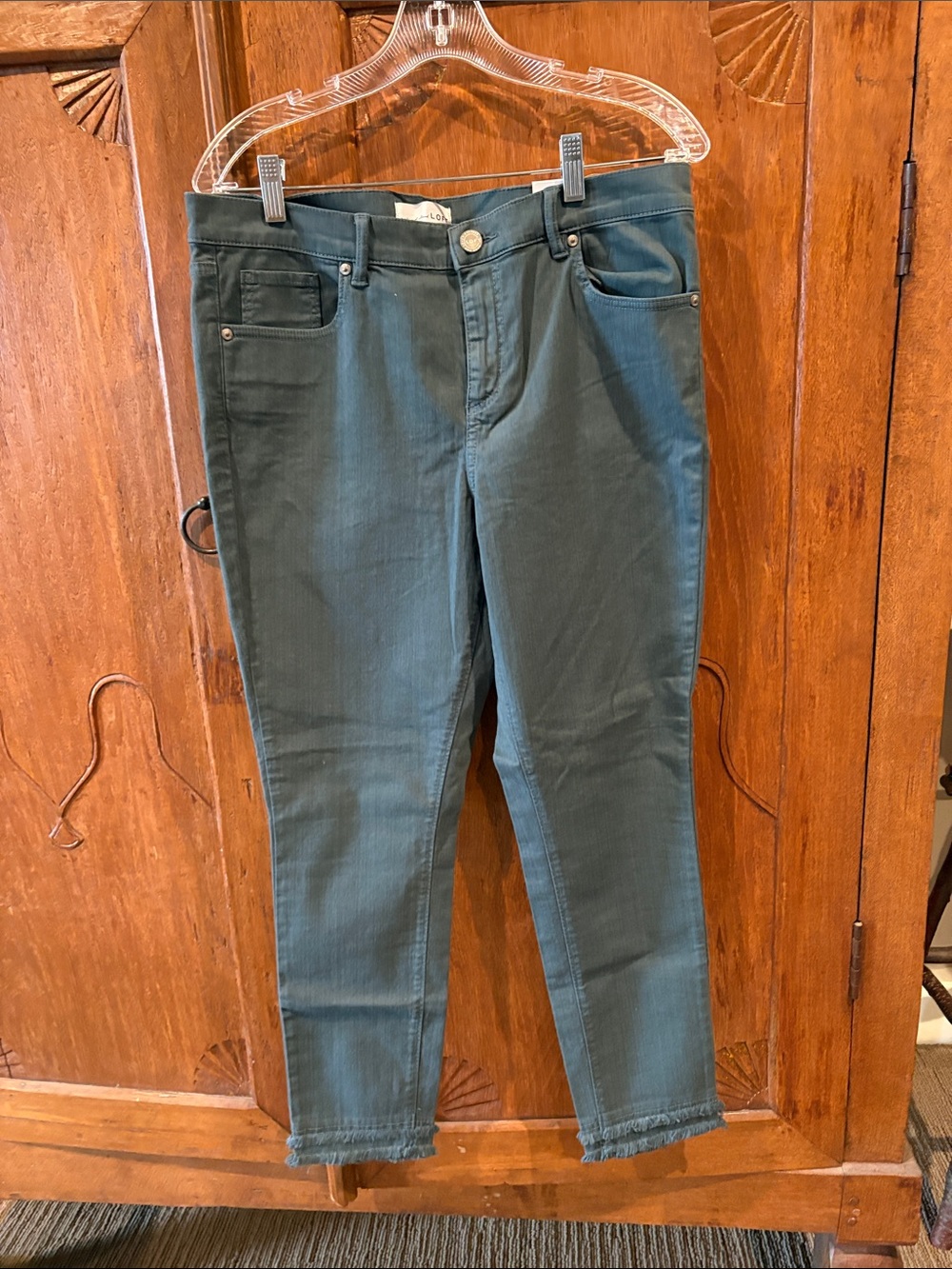 LOFT Teal Ankle Cropped Straight-Leg Jeans